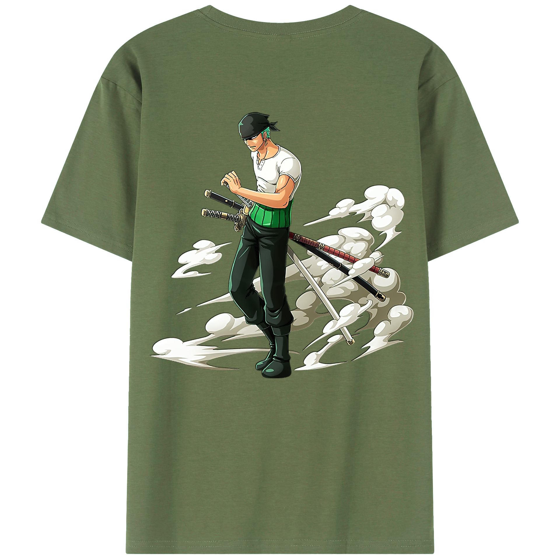 ワンピース ロロノア・ゾロ ONE PIECE Roronoa Zoro 綿100％ メンズ半袖Tシャツ（バックプリント） 通気性